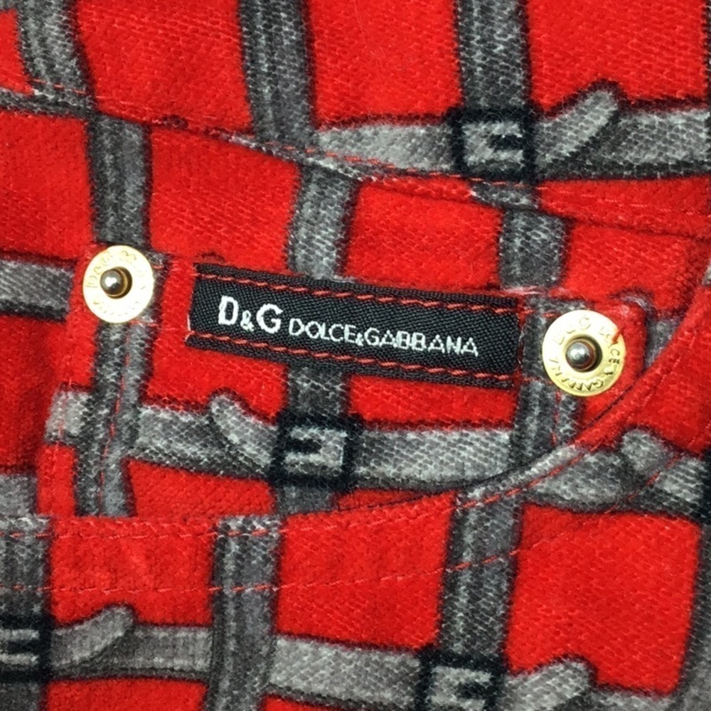 Dolce & Gabbana Vintage Red Velvet Patterned Pants Size 28. - Picture 3 of 16